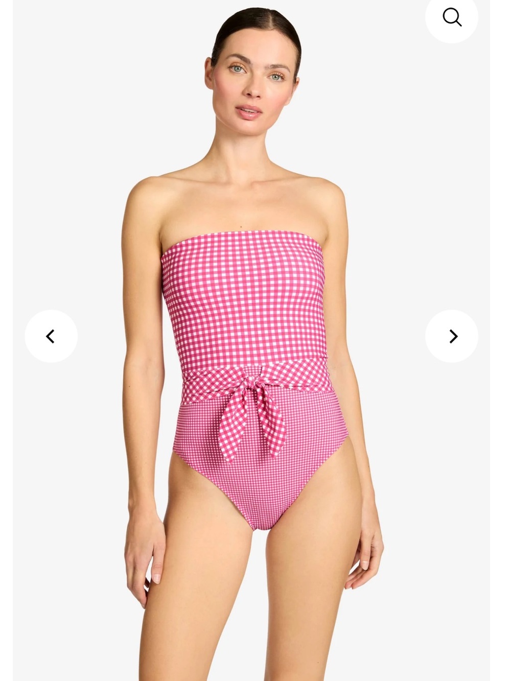 Robin Piccone Pink Gingham Strapless One-Piece Swimsuit - Size 6